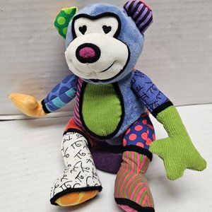 BRITTO Pop Folk Art Plush Bear Hearts Stripes Block Colors Graphics Fun Enesco